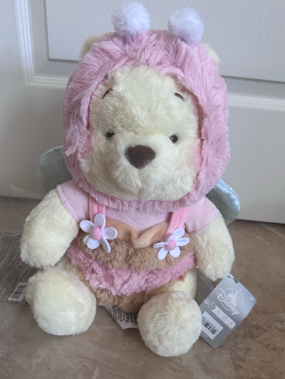 NWT Disney Store Winnie the Pooh Pink Pastel Bee Costume Plush 14" Bear